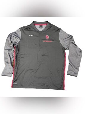 NWOT Nike Dri-Fit Oklahoma Sooners Gray 1/4 Zip Pullover Jacket Mens Size XL